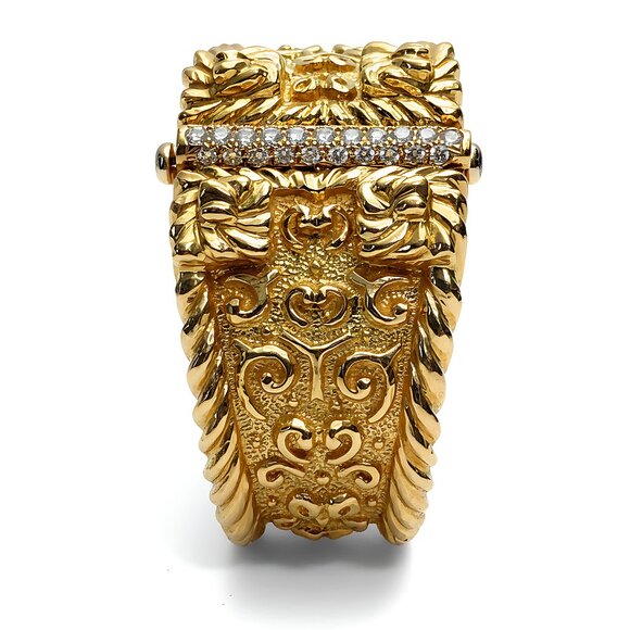 18K Gold Diamond & Ruby Handcrafted Bangle Limited Edition - Picture 2 of 16